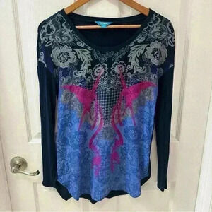 L’Amour Nanette Laporte Multicolor Colorful Pullover Long Sleeve Shirt Small